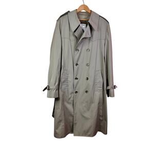 Vintage London Fog Trench Coat Mens 42 Long Removable Lining Double Breasted